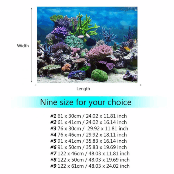 Fish Tank Decor Paper, PVC Adhesive Underwater Coral Aquarium Fish Tank Background Poster Backdrop Decoration Paper - Image 2