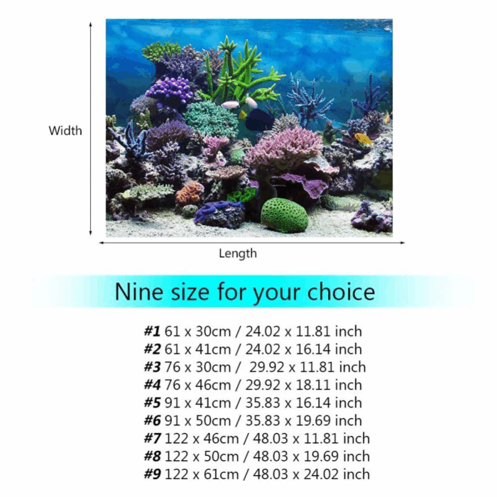 Fish Tank Decor Paper, PVC Adhesive Underwater Coral Aquarium Fish Tank Background Poster Backdrop Decoration Paper - Image 2