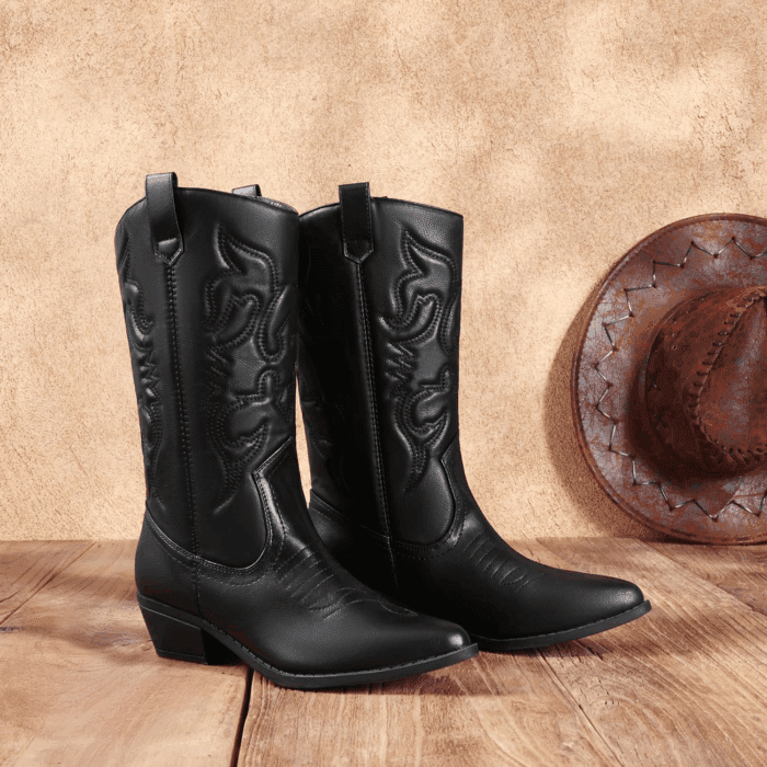 Women'S Cowboy Boots Pull on Cowgirl Boots Mid Calf Western Boots - Image 3