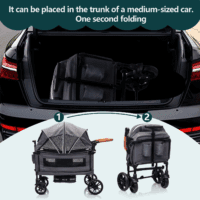 Wagon Stroller for 2 Kids - Push-Pull Double Lightweight Folding Stroller for Toddler - Image 5