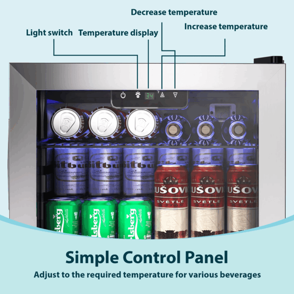 126 Can Beverage Refrigerator and Cooler with Glass Door for Home, 17.5 in D, 31.5 in H, Silver - Image 5