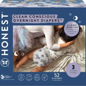 Clean Conscious Overnight Diapers for Sensitive Skin | Hypoallergenic, Fragrance Free | Cozy Cloud + Star Signs | Club Box, Size 3 (16-28 Lbs), 52 Count