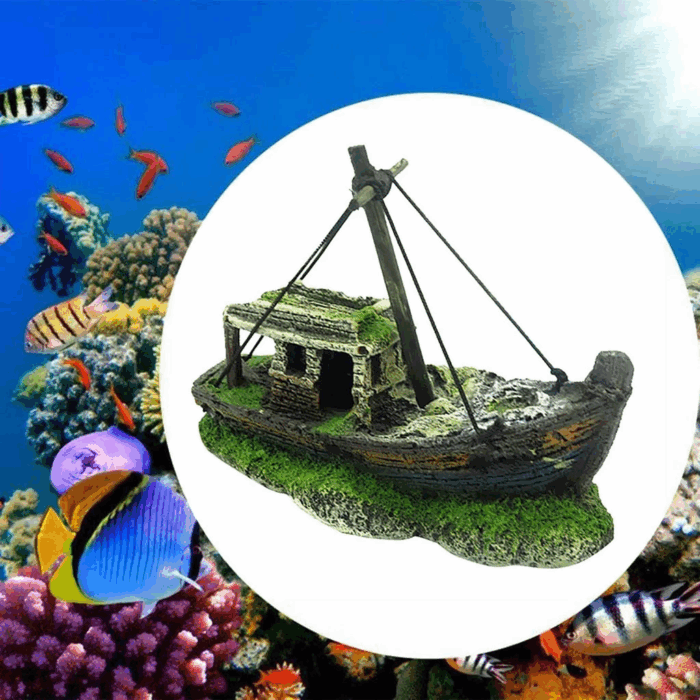 a Sunken Ship Decoration Aquarium Accessories Aquarium Fish Tank Landscape Pirate Ship Wreck Ship Decor Resin Boat Ornament - Image 2