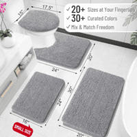 Bathroom Rugs 30X20, Extra Soft Absorbent Chenille Bath Rugs, Rubber Backing Quick Dry, Machine Washable Bath Mats for Bathroom Floor, Tub and Shower, Home Decor Accessories, Grey - Image 2