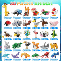 30 Pack Animals Building Blocks Toys, Mini Party Favors Building Set for Kids Bricks Toys for Boys Girls Holiday Goodie Bags Stocking Stuffers Classroom Prizes Birthday Gifts - Image 2