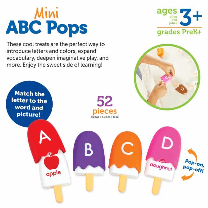 Mini ABC Pops, Vocabulary Words, Alphabet, Fine Motor Skills Toys, Toddler Learning Toys, Preschool Learning Activities, Kids Easter Gifts, Ages 3+,52 Pieces - Image 4