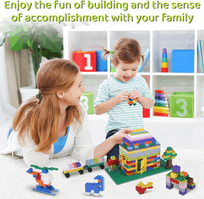1100 Pieces Building Bricks, Compatible with Lego Classic Building Blocks Bulk with Baseplates, Doors Windows and Wheels, STEM Creative Construction Toys for 6 7 8 9 10 11 12 Year Old - Image 8