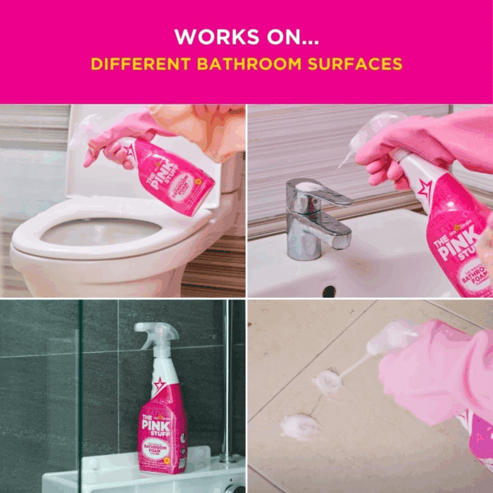 - the Pink Stuff - Miracle Bathroom Foam Cleaner 750Ml - Baths, Tiles, Soap Scum, Limescale, Streak Free - Image 7