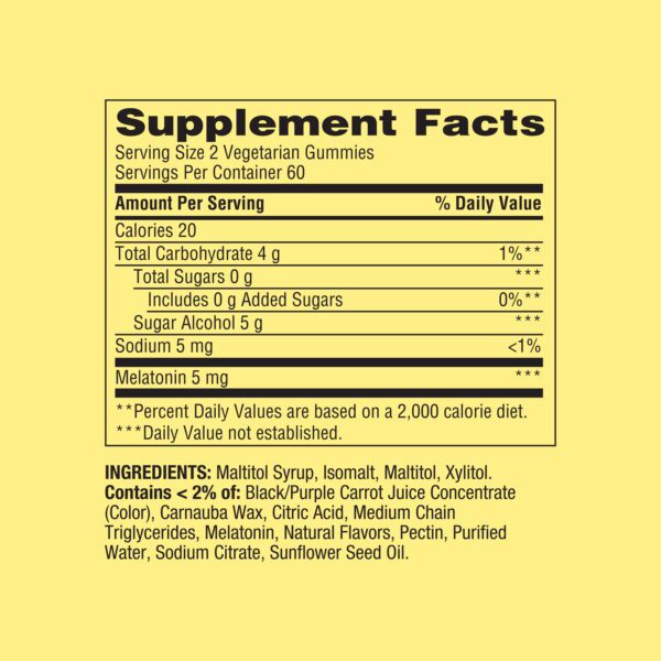 Zero Sugar Melatonin Sleep Support Dietary Supplement Gummies, 5 Mg, 120 Count - Image 3