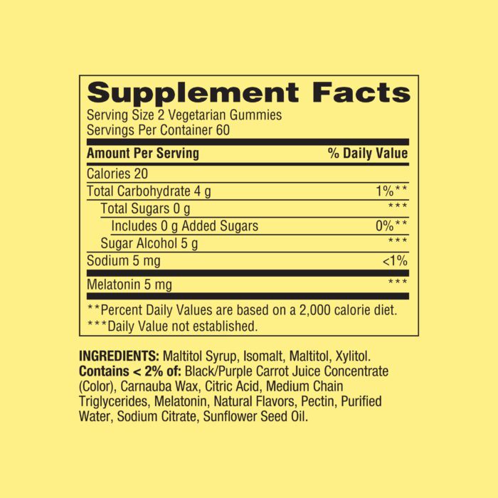Zero Sugar Melatonin Sleep Support Dietary Supplement Gummies, 5 Mg, 120 Count - Image 3