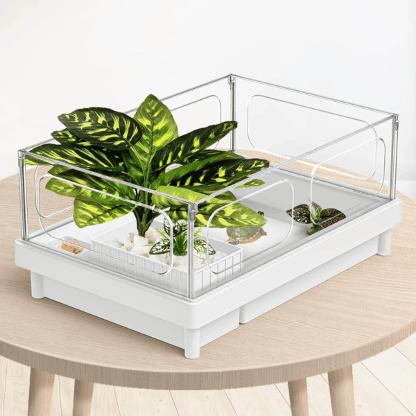 Reptile Artificial Plants, Terrarium Plants Decorations Supplies, Aquarium Fish Tank Plant, Amphibian Habitat Hideout Tank Accessories(L Set-3Pcs/B) - Image 4