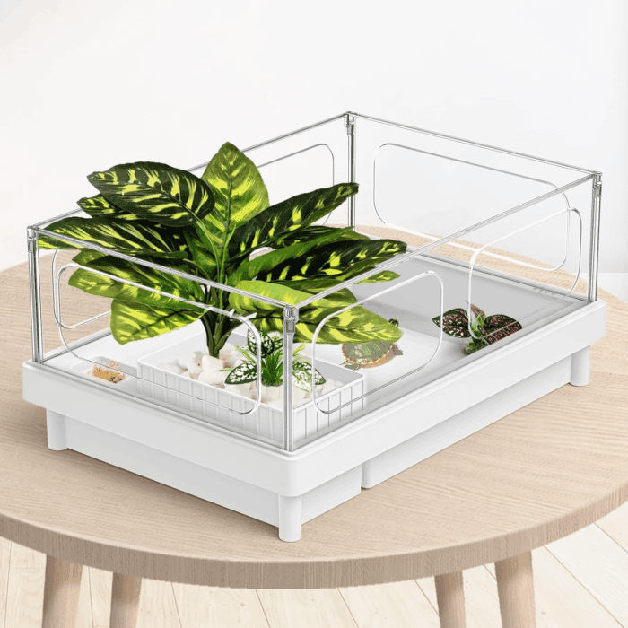Reptile Artificial Plants, Terrarium Plants Decorations Supplies, Aquarium Fish Tank Plant, Amphibian Habitat Hideout Tank Accessories(L Set-3Pcs/B) - Image 4