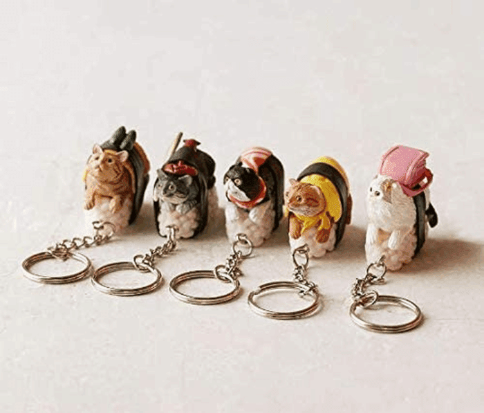 Clever Idiots Nekozushi Keychain - Blind Box Includes 1 of 5 Collectable Figurines - Features a Detachable Keyring (Version 1) - Image 6