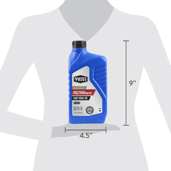 High Mileage Full Synthetic SAE 10W-30 Motor Oil, 1 Quart - Image 8