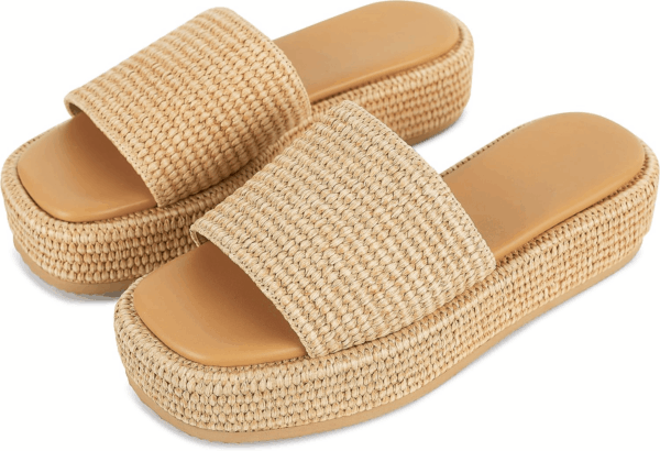 Platform Slip on Espadrille Sandals for Women Wedges Slides Bohemia Sandals Flatform Open Toe Beach Sandals