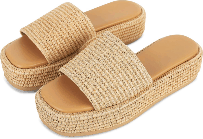 Platform Slip on Espadrille Sandals for Women Wedges Slides Bohemia Sandals Flatform Open Toe Beach Sandals