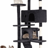 54In Cat Tree Tower for Indoor Cats,Multi-Level Furniture Activity Center with Scratching Posts Stand House Condo Funny Toys Kittens Pet Play House,Dark Gray
