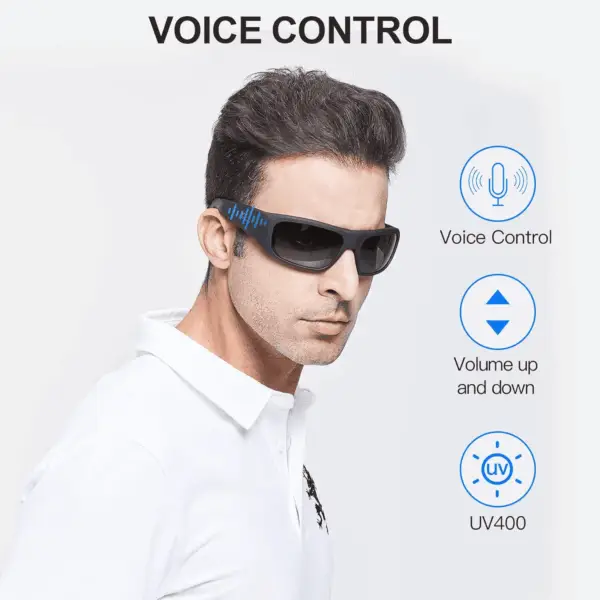 Oho Smart Glasses,Polarized Sunglasses with Bluetooth Speaker,Athletic/Outdoor UV Protection and Voice Control,Unisex(Grey Lens) - Image 3
