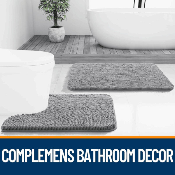 Bathroom Rugs 30X20, Extra Soft Absorbent Chenille Bath Rugs, Rubber Backing Quick Dry, Machine Washable Bath Mats for Bathroom Floor, Tub and Shower, Home Decor Accessories, Grey - Image 7