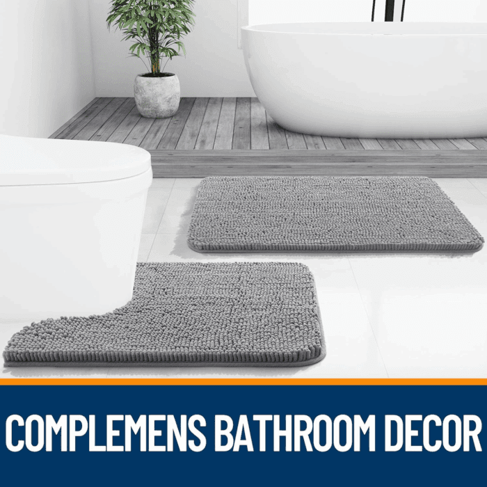 Bathroom Rugs 30X20, Extra Soft Absorbent Chenille Bath Rugs, Rubber Backing Quick Dry, Machine Washable Bath Mats for Bathroom Floor, Tub and Shower, Home Decor Accessories, Grey - Image 7