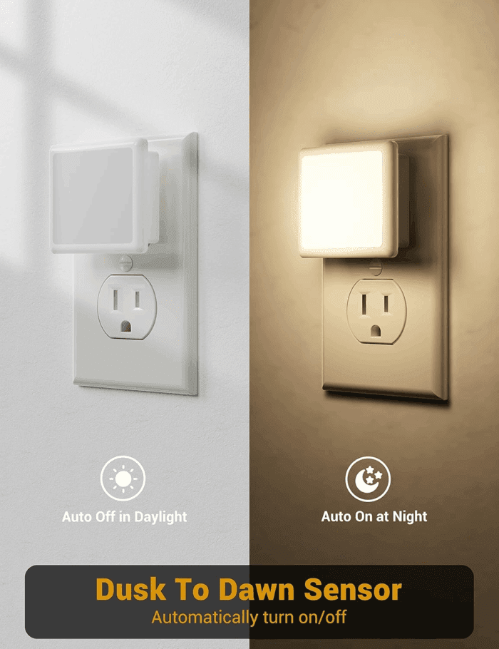 Night Lights Plug into Wall 2 Pack, Plug in Night Light with Dusk-To-Dawn Light Sensor, 3000K Soft White 0.3W, LED Nightlight for Bathroom, Adult, Hallway - Image 4