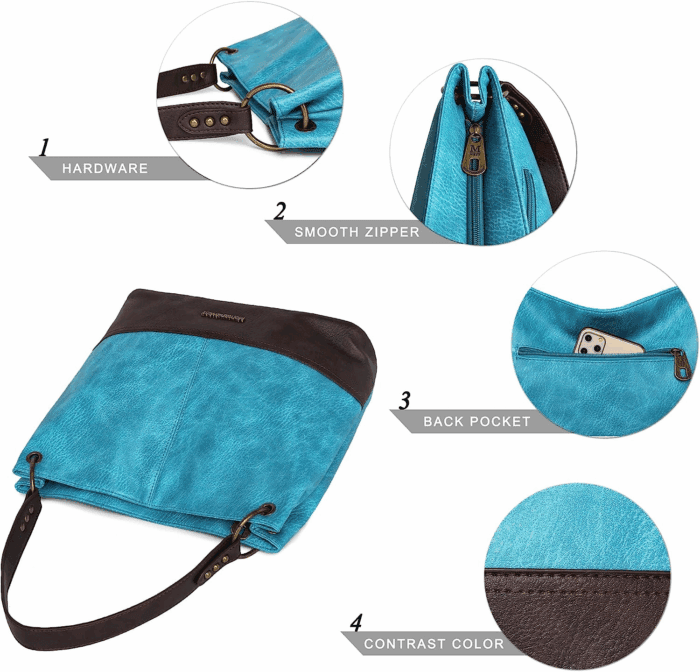 Purses for Women Hobo Shoulder Handbags with Zipper - Image 7
