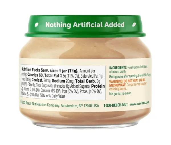 Meat Baby Food Jars, Chicken & Chicken Broth Puree, 7G Protein, Stage 1 Baby Food for Babies 4 Months and Up, 2.5Oz Glass Jars, 10Ct - Image 3