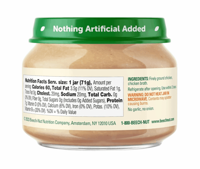 Meat Baby Food Jars, Chicken & Chicken Broth Puree, 7G Protein, Stage 1 Baby Food for Babies 4 Months and Up, 2.5Oz Glass Jars, 10Ct - Image 3