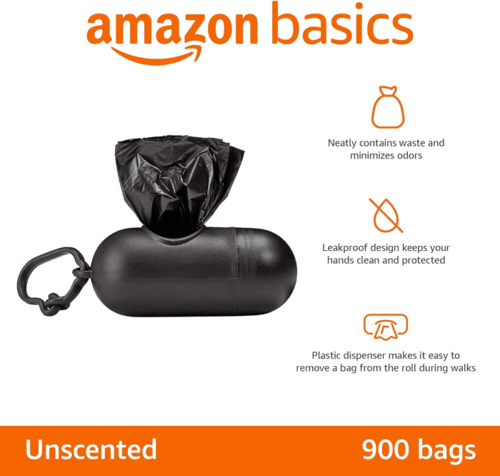 Dog Poop Bags with Dispenser, 900 Count, Enhanced for Guaranteed Leakproof, Unscented, Includes Leash Clip - Image 2