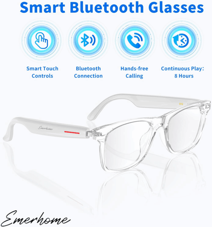 Smart Glasses - Bluetooth Glasses for Men & Women, Touch Control, Outdoor UV Protection and Voice Control, Hands-Free Calls (Clear Lens) - Image 3