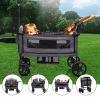 Wagon Stroller for 2 Kids - Push-Pull Double Lightweight Folding Stroller for Toddler - Image 9