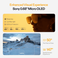 One AR Glasses with X1 Chip, Native 3 Dof, 147" 50°FOV 120Hz HD Display, Renowned Audio, 3 Adjustable Lens Transparency, Smart Glasses for Iphone 16/15, Steam Deck, ROG, Mac, PC, Android & Ios - Image 5