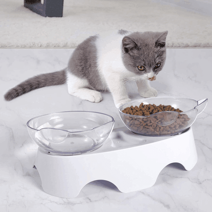 Cat Bowls, Cat Food Bowls Elevated Tilted, anti Vomiting Kitty Bowl for Puppy and Bunny, Orthopedic for Indoor Cats. - Image 5