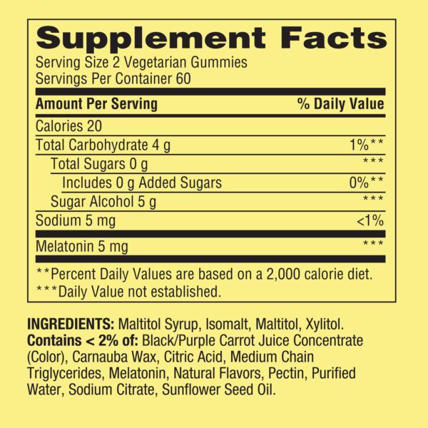 Zero Sugar Melatonin Sleep Support Dietary Supplement Gummies, 5 Mg, 120 Count - Image 6