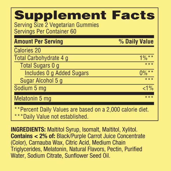 Zero Sugar Melatonin Sleep Support Dietary Supplement Gummies, 5 Mg, 120 Count - Image 6