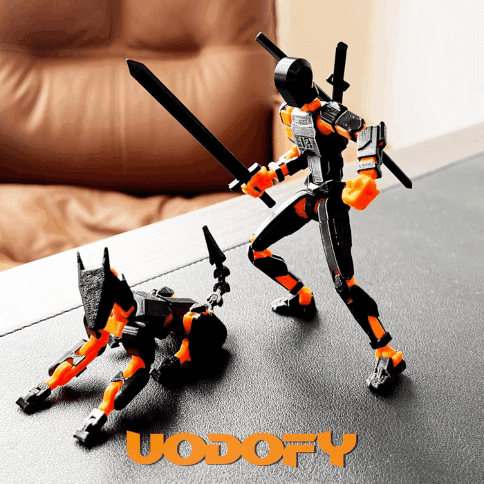 (Assembly Completed) T13 Action Figure Set, 3D Printed Toys Robo 13 Action Figure,Dummy 13 Titan 13 Action Figure (Black + Orange) - Image 2