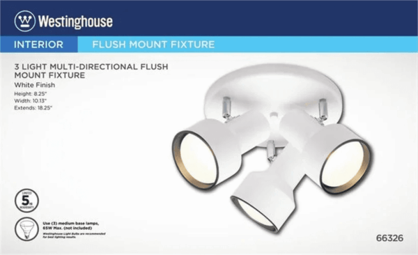 UL Listed 3 Light Multi-Directional Flush Mount Ceiling Fixture, Gray - Image 4