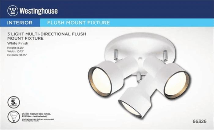 UL Listed 3 Light Multi-Directional Flush Mount Ceiling Fixture, Gray - Image 4