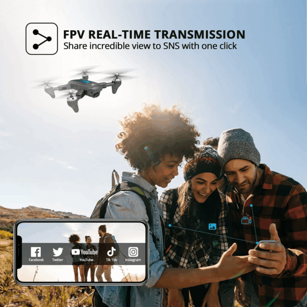 D10 Drone with 1080P Camera, Gravity Control, Altitude Hold, Carrying Case, 2 Batteries, Gray - Image 5