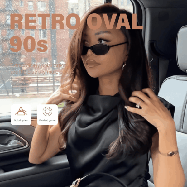 Retro Oval Sunglasses for Women 90S Design Small Cat Eye Sun Glasses UV Protection Y2K Trendy Narrow Shades - Image 4