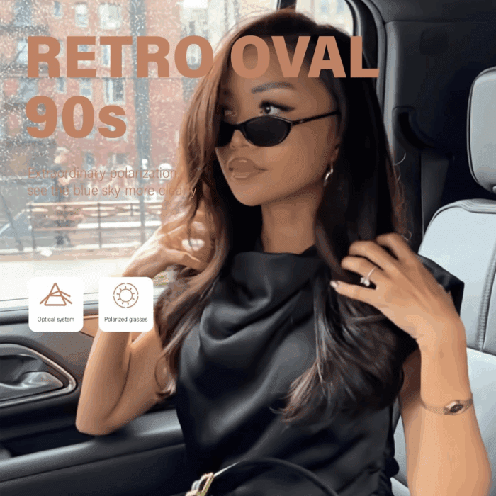 Retro Oval Sunglasses for Women 90S Design Small Cat Eye Sun Glasses UV Protection Y2K Trendy Narrow Shades - Image 4