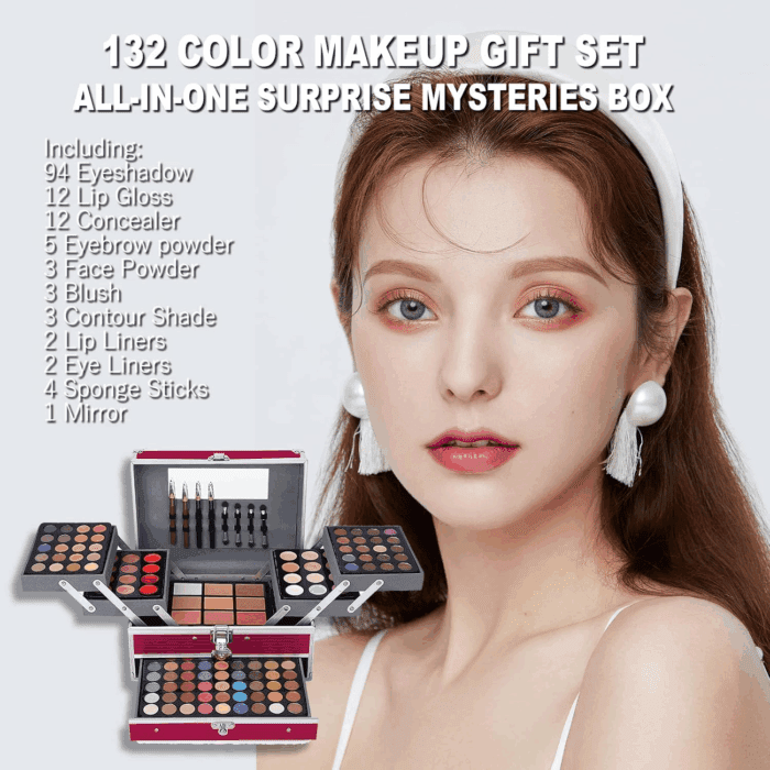 All in One 132 Color Makeup Kit, Professional Case, Teen Girls Set, Multicolor Eyeshadow Palette (006N1-Pink) - Image 8