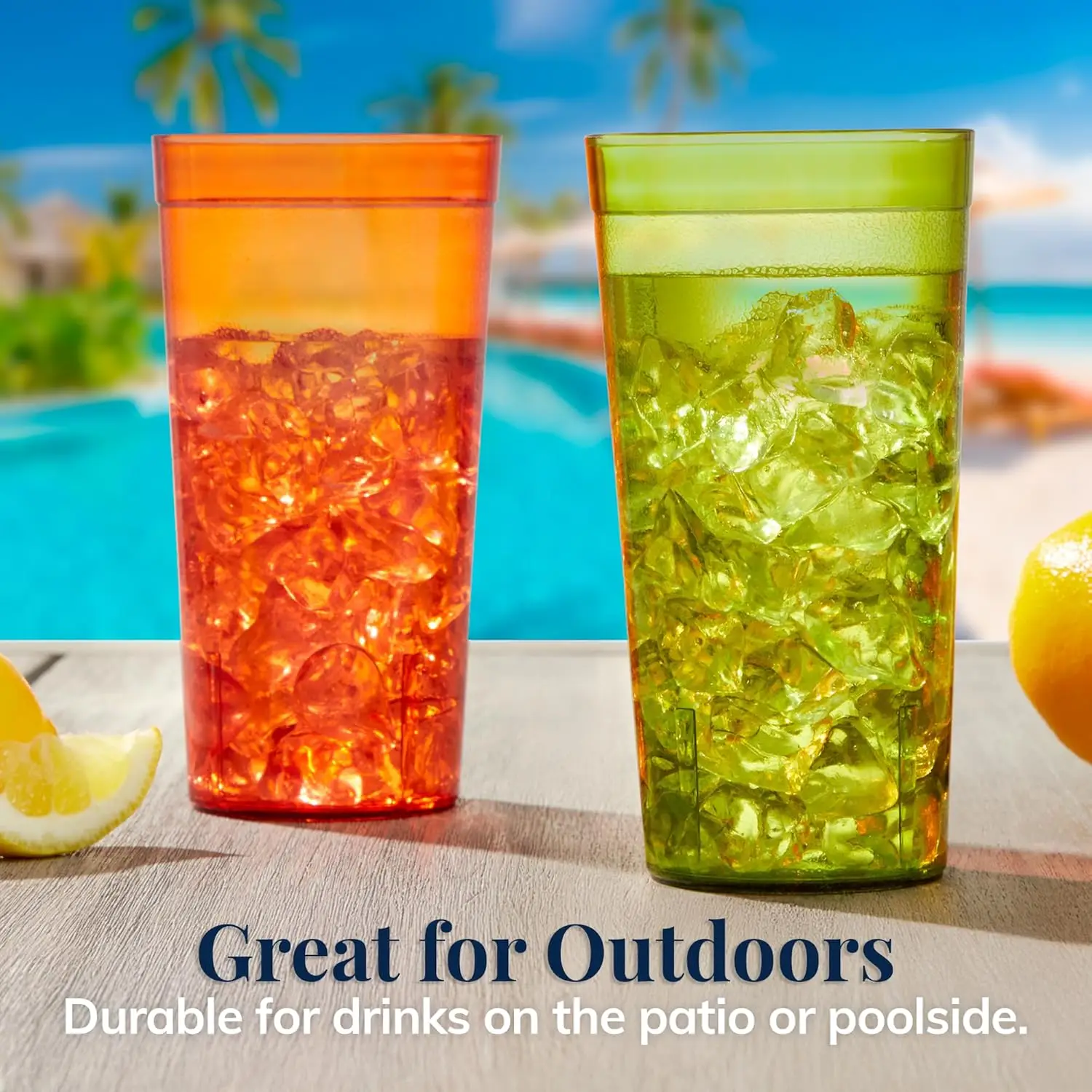 Cafe Plastic Reusable Tumblers (Set of 16) 20-Ounce Water Cups Assorted Colors | Restaurant Style Drinking Glasses Value Set, Stackable, Bpa-Free, Made in the USA | Top-Rack Dishwasher Safe - Image 7
