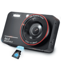 64MP 4K Digital Camera, 2.8" Screen 18X Digital Zoom anti Shake Compact Retro Camera, Vlogging Camera for Kids Teens Seniors with 32GB Card（Black）