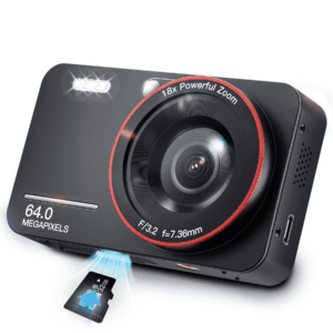 64MP 4K Digital Camera, 2.8" Screen 18X Digital Zoom anti Shake Compact Retro Camera, Vlogging Camera for Kids Teens Seniors with 32GB Card（Black）
