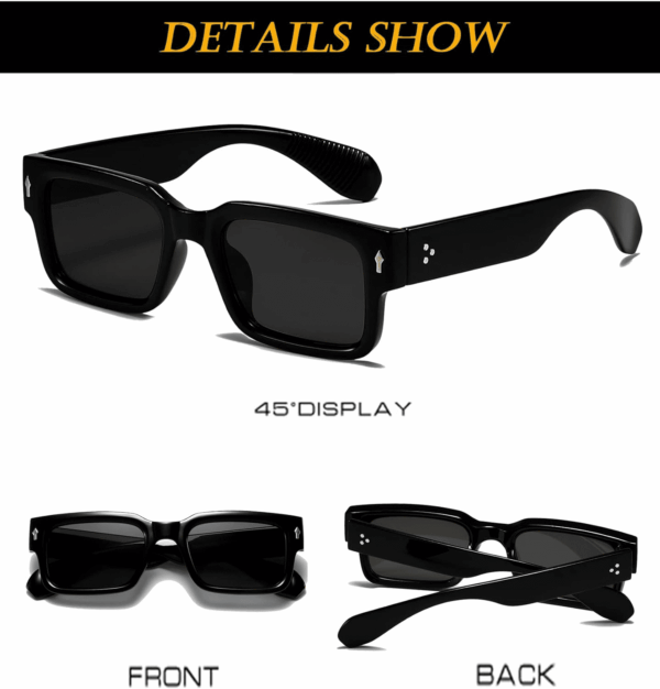 Square Frame Sunglasses for Women Men Trendy Chunky Rectangle Sun Glasses Black Shades UV400 Protection - Image 5