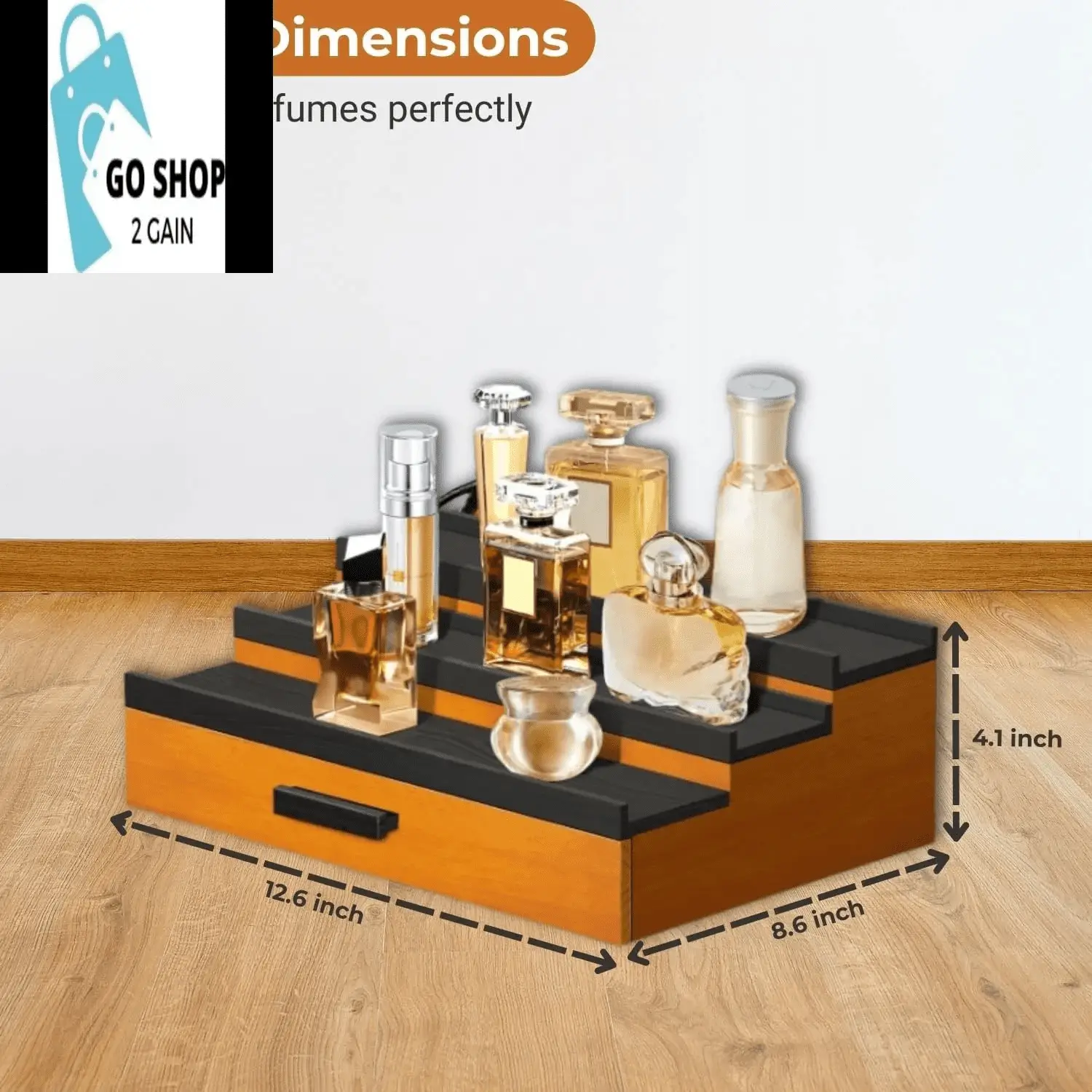 Cologne Organizer for Men, 3 Tier of Elevated Cologne Stand for Men with Drawer Storage, Fragrance Organizer Storage Display Risers,Fragrance Stand for Men, Cologne Shelf Display, Great Gift for Men - Image 4