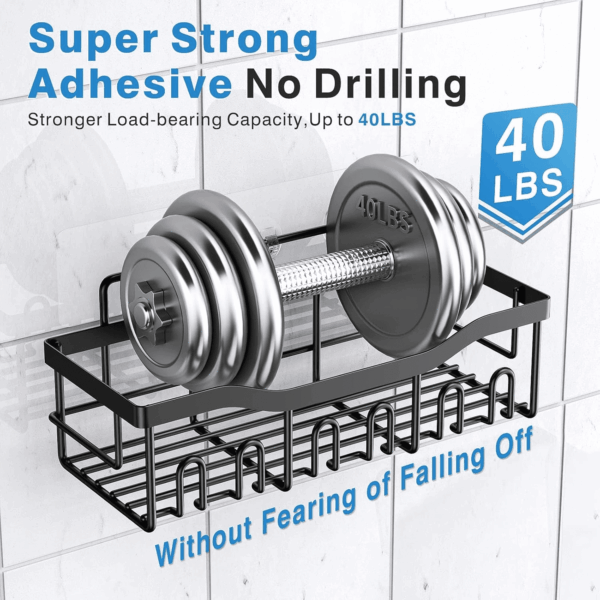 Adhesive Shower Caddy, 5 Pack Rustproof Stainless Steel Bath Organizers with Large Capacity, No Drilling Shelves for Bathroom Storage & Home Decor - Image 4