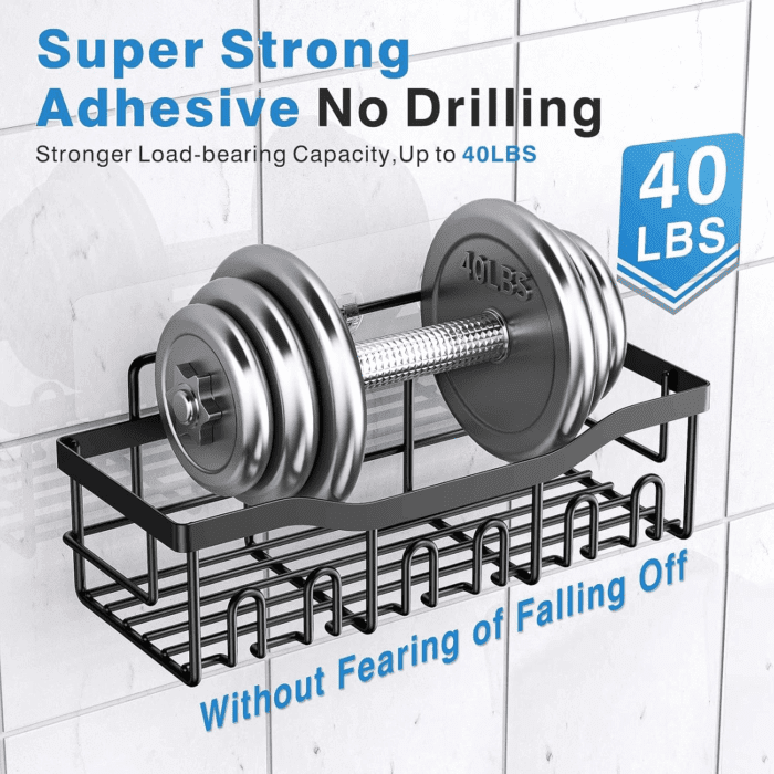 Adhesive Shower Caddy, 5 Pack Rustproof Stainless Steel Bath Organizers with Large Capacity, No Drilling Shelves for Bathroom Storage & Home Decor - Image 4