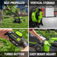 Cordless Mower Combo Kit - 48V (2X24V) 21" Self-Propelled Mower, 24V 320 CFM Blower, 24V 12" String Trimmer/Edger - Batteries & Chargers Included | 3-In-1 Yard Tool Bundle - Image 5